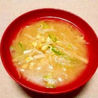 毎日のお味噌汁140杯目＊モヤシ、油揚げ、葱